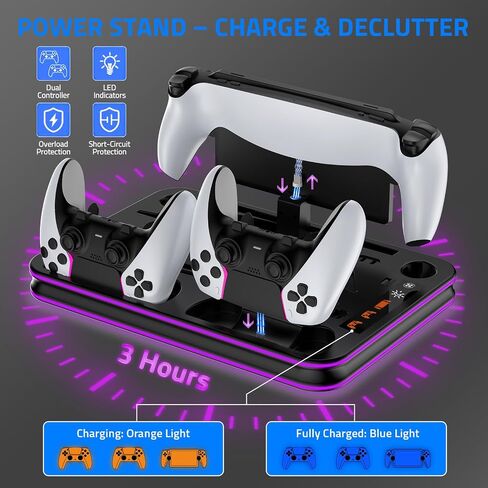 All-in-1 Accessories Bundle for Playstation Portal, PS5 Cooling Station / Charger Dock with RGB, Carrying Case for PS Portal, Silicone Protective Cover, HD Screen Protector, 4 Thumb Grips for Ps5 Portal - Black in Saudi Arabia