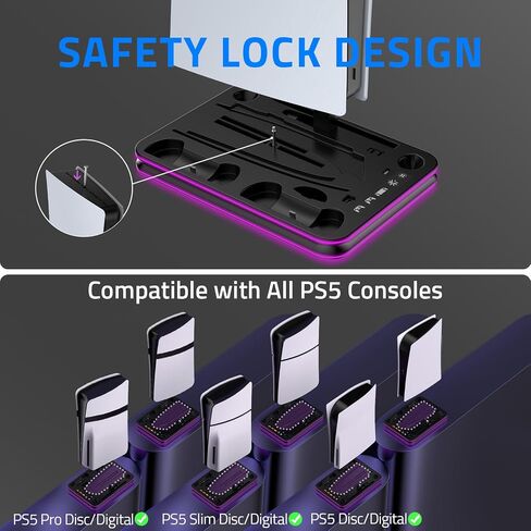 All-in-1 Accessories Bundle for Playstation Portal, PS5 Cooling Station / Charger Dock with RGB, Carrying Case for PS Portal, Silicone Protective Cover, HD Screen Protector, 4 Thumb Grips for Ps5 Portal - Black in Saudi Arabia