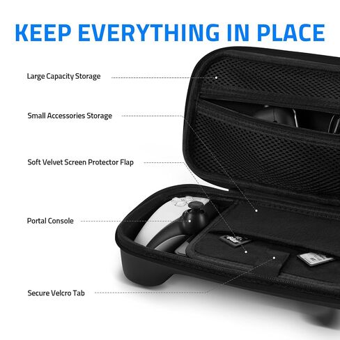 All-in-1 Accessories Bundle for Playstation Portal, PS5 Cooling Station / Charger Dock with RGB, Carrying Case for PS Portal, Silicone Protective Cover, HD Screen Protector, 4 Thumb Grips for Ps5 Portal - Black in Saudi Arabia