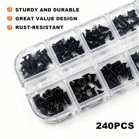240 Piece Laptop Screw Kit,M2/M2.5/M3 for Computer & Electronics Repair | Fits for Lenovo/HP/Dell/Samsung/Toshiba/IBM laptops,tiny small screws Replacement for HDD,SSD,hard drive installation repair in Saudi Arabia