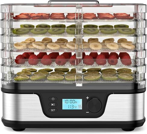 Electactic 5-Tray Food Dehydrator with 72H Timer, Adjustable Temperature | Stainless Steel, BPA-Free Trays, 350W, for Meats, Jerky, Fruits, Veggies and Pet Treats in Saudi Arabia