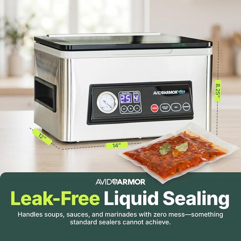 Avid Armor USV20 Chamber Vacuum Sealer Machine – High-Volume 11.5" Sealer | Compact 4L Vacuum Sealer Chamber for Wet Foods – Seals Soups, Sauces and Marinades for Home Kitchens and Serious Food Prep in Saudi Arabia