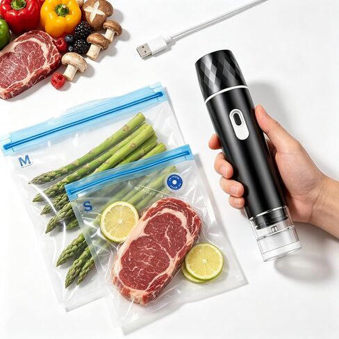 Vacuum sealer For Food,Compact Vacuum Sealer Machine (Vacuum Sealer + 10 Reusable Vacuum Bags,Cordless Handheld Vacuum Sealer,Portable Food Sealer for Meal Prep in Saudi Arabia