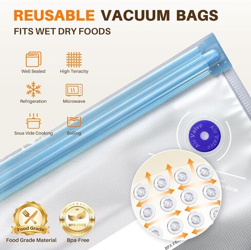 Vacuum sealer For Food,Compact Vacuum Sealer Machine (Vacuum Sealer + 10 Reusable Vacuum Bags,Cordless Handheld Vacuum Sealer,Portable Food Sealer for Meal Prep in Saudi Arabia