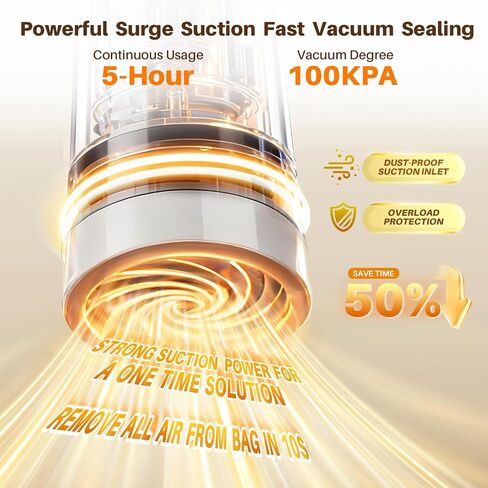 Vacuum sealer For Food,Compact Vacuum Sealer Machine (Vacuum Sealer + 10 Reusable Vacuum Bags,Cordless Handheld Vacuum Sealer,Portable Food Sealer for Meal Prep in Saudi Arabia