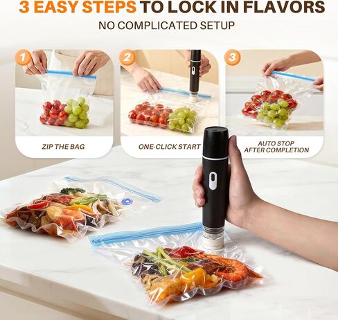 Vacuum sealer For Food,Compact Vacuum Sealer Machine (Vacuum Sealer + 10 Reusable Vacuum Bags,Cordless Handheld Vacuum Sealer,Portable Food Sealer for Meal Prep in Saudi Arabia