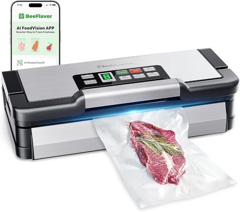 95kPa Vacuum Sealer Machine with AquaLock Technology, Dual-Pump Automatic Food Sealer for Dry & Moist Foods, Double Heat Seal, Built-in Cutter, Bag Storage & Accessory Hose,2 Bag Rolls,Stainless Steel in Saudi Arabia