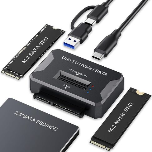 M.2 NVMe SATA SSD Enclosure Hard Drive Reader,10Gbps USB 3.2 Gen 2 USB to NVMe SATA Adapter SSD Reader For M.2 NVMe SATA M-Key B&M-Key and 2.5" SATA HDD/SSD, Support M.2 Size 2230 2242 2260 2280 22110 in Saudi Arabia