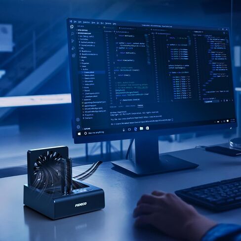 FIDECO M.2 NVMe SSD Cloner and Duplicator، قاعدة توصيل القرص الصلب 3-Bay لـ M.2 NVMe SSD و2.5 بوصة/3.5 بوصة SATA HDD، قارئ القرص الصلب مع مروحة تبريد قابلة للطي، تبديد الحرارة النهائي، بدون أدوات in Kuwait