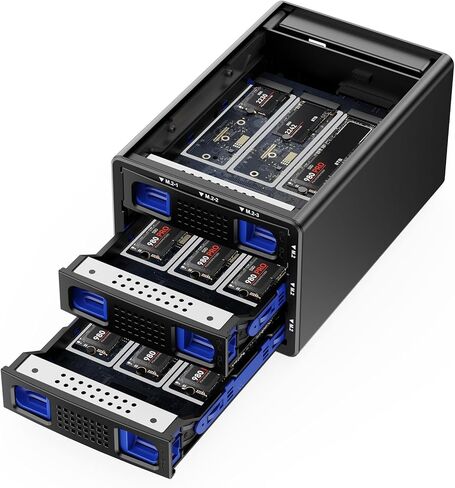 CENMATE 2*3 M / B+M Key M.2 NVMe Enclosure with Cooling Fan and USB A/C 3.2 Gen 2 (10Gbps), Hard Drive Enclosure Support 48TB(2*3*8TB 2230/2242/2260/2280/22110 SSDs) in Saudi Arabia