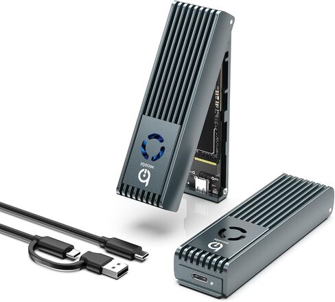 NVMe Enclosure with Cooling Fan, Full Aluminum Alloy(Gery) | Sandwich Style Design, USB 3.2 Gen 2 PCIe Adapter for M & M+B Key NVMe/SATA M.2 SSD Case for 2230/2242/2260/2280 in Saudi Arabia