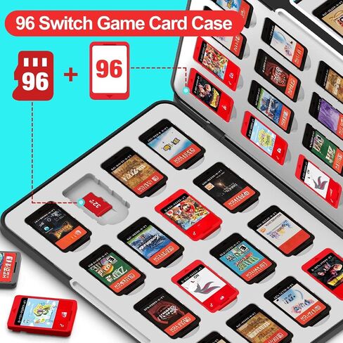 حافظة خرطوشة ألعاب مغناطيسية من ASTONEY مكونة من 96 فتحة متوافقة مع Nintendo Switch 2 وSwitch OLED - منظم ABS أسود منقوش مع صينية سيليكون آمنة للسفر والعرض وتخزين المجموعات in Kuwait