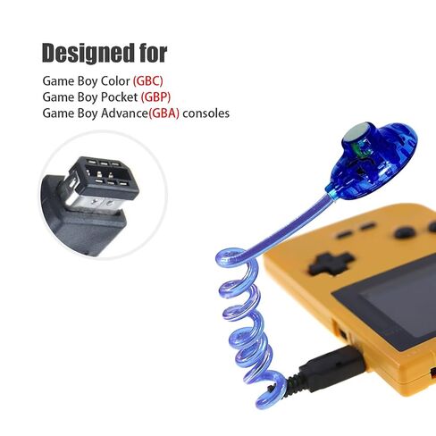 مصباح الإضاءة الخلفية LED من Gameboy Worm Light - إضاءة شاشة التوصيل والتشغيل لـ Game Boy Color GBC، Pocket GBP & Advance GBA، تصميم معقوفة قابل للوضع، لون عشوائي يتم شحنه in Kuwait
