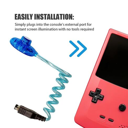 مصباح الإضاءة الخلفية LED من Gameboy Worm Light - إضاءة شاشة التوصيل والتشغيل لـ Game Boy Color GBC، Pocket GBP & Advance GBA، تصميم معقوفة قابل للوضع، لون عشوائي يتم شحنه in Kuwait