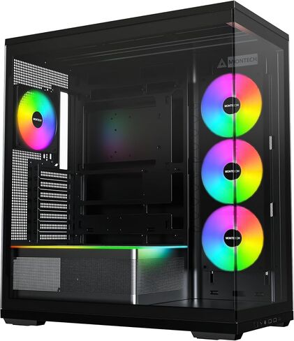 حافظة كمبيوتر MONTECH TG3 High Airflow ATX Mid-Tower للكمبيوتر الشخصي، جاهزة للاتصال الخلفي، أسود | دعم وحدة معالجة الرسومات مقاس 430 مم، ودعم الرادياتير مقاس 360 مم، ومراوح ARGB Unibody المثبتة مسبقًا، ومنفذ USB-C، ومنصة العرض، وما يصل إلى 9 مراوح in Kuwait