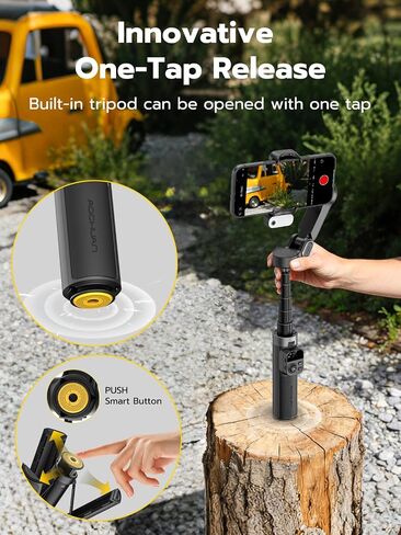 AOCHUAN Smart X3 AI Gimbal Stabilizer for iPhone, AI Tracking Light Module | AI face tracking NO APP needed, fill light, magnetic remote, gesture control, one-tap tripod release, built-in extension rod in Saudi Arabia