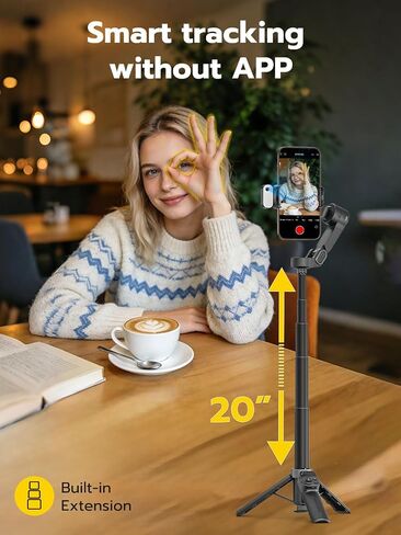 AOCHUAN Smart X3 AI Gimbal Stabilizer for iPhone, AI Tracking Light Module | AI face tracking NO APP needed, fill light, magnetic remote, gesture control, one-tap tripod release, built-in extension rod in Saudi Arabia