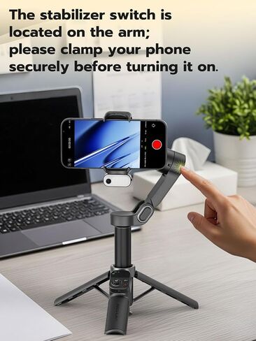 AOCHUAN Smart X3 AI Gimbal Stabilizer for iPhone, AI Tracking Light Module | AI face tracking NO APP needed, fill light, magnetic remote, gesture control, one-tap tripod release, built-in extension rod in Saudi Arabia