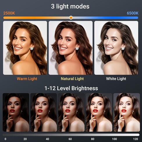 Smartphone Video Rig with Rechargeable Light & Stabilizer for Recording | Built-in 3600mAh Battery, 3 Modes and 12 Brightness Levels, Ideal for Vlogging, Selfies, Makeup, and Photography in Kuwait