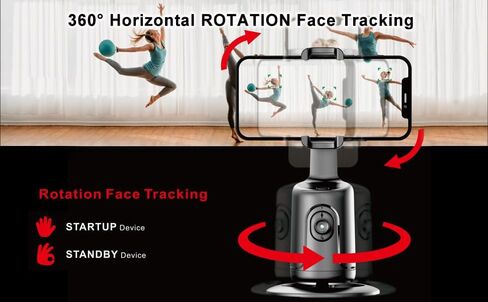 GREEN HOUSE Auto Face Tracking Phone Holder & Mount, GH-USTTA-BK | 360° Fast Rotation, Gimbal Stabilizer, Gesture Recognition, For Vlog, YouTube, TikTok, Influencer Content Creating in Saudi Arabia