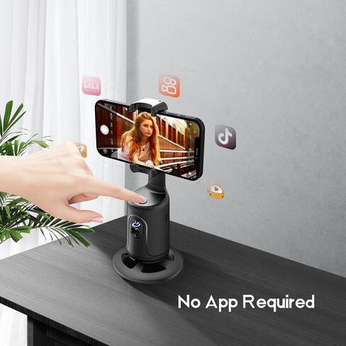 GREEN HOUSE Auto Face Tracking Phone Holder & Mount, GH-USTTA-BK | 360° Fast Rotation, Gimbal Stabilizer, Gesture Recognition, For Vlog, YouTube, TikTok, Influencer Content Creating in Saudi Arabia