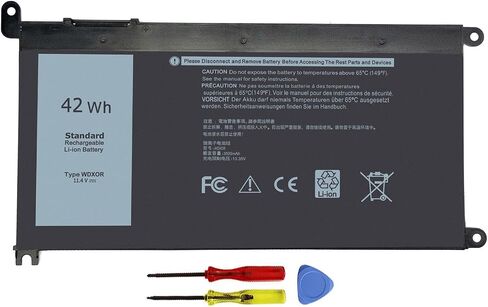 42Wh WDX0R Battery Replacement for Dell Inspiron 13 15 5000 7000 Series | 7573 5570 7579 7378 5567 5565 5379 Latitude 3490 3590 3340 3400 3390 3500 Vostro 5568 P69G P58f P66F WDXOR 11.4V in Kuwait