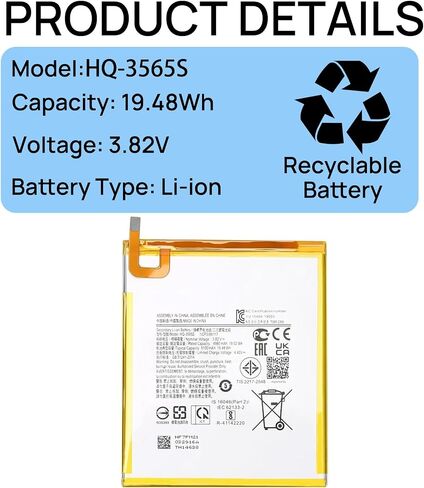 HQ-3565S HQ-3565N Battery Compatible with Galaxy Tab A7 Lite A7 Lite 8.7" 2021 SM-T220 SM-T225 SM-T225C SM-T225N Series with Tools 3.82V 5100mAh 19.48Wh in Saudi Arabia