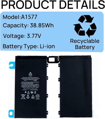 A1577 Battery 020-00016 Compatible with iPad Pro 12.9 2015 1st Generation A1584 iPad Pro A1652 with Tools 3.77V 10307mAh in Saudi Arabia