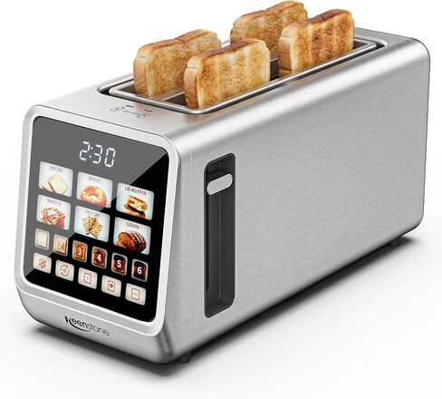 Keenstone 4 Slice Touch Screen Toaster with Long Wide Slots,Stainless Steel | 1400W Digital Toasters with 6 Browning Levels, Defrost, Reheat, Memory, Single Slice, Cancel for Bread, Bagels, Waffles in Saudi Arabia