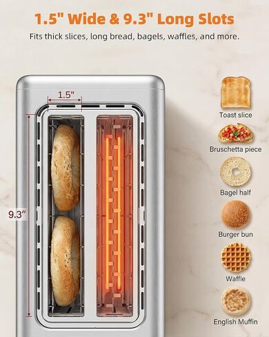 Keenstone 4 Slice Touch Screen Toaster with Long Wide Slots,Stainless Steel | 1400W Digital Toasters with 6 Browning Levels, Defrost, Reheat, Memory, Single Slice, Cancel for Bread, Bagels, Waffles in Saudi Arabia