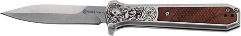 Smith & Wesson Unwavered Folding Dagger with 3.5" 8Cr Steel Blade, Rosewood Handle, for Tactical, Outdoors, and EDC in Kuwait