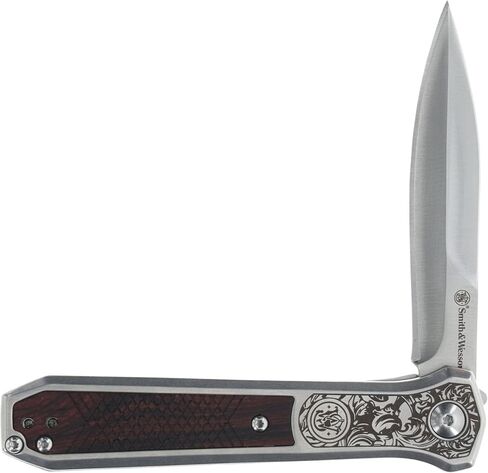 Smith & Wesson Unwavered Folding Dagger with 3.5" 8Cr Steel Blade, Rosewood Handle, for Tactical, Outdoors, and EDC in Kuwait