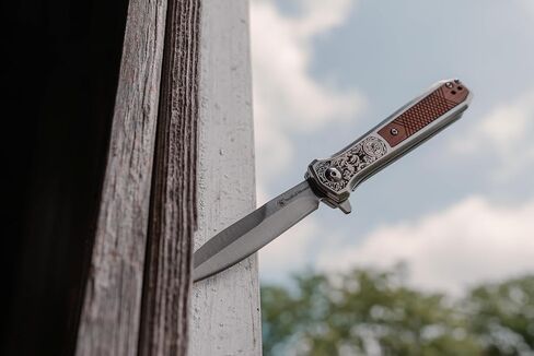 Smith & Wesson Unwavered Folding Dagger with 3.5" 8Cr Steel Blade, Rosewood Handle, for Tactical, Outdoors, and EDC in Kuwait