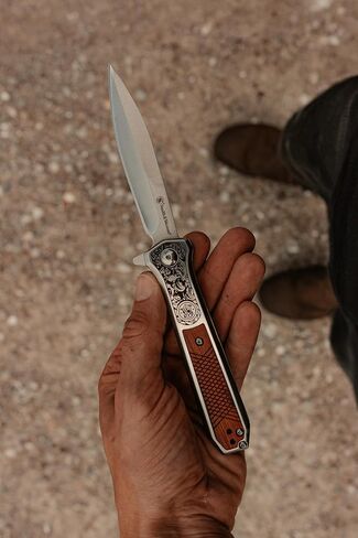 Smith & Wesson Unwavered Folding Dagger with 3.5" 8Cr Steel Blade, Rosewood Handle, for Tactical, Outdoors, and EDC in Kuwait