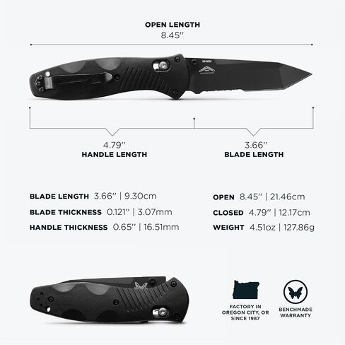 Benchmade Barrage Tactical Knife, 154CM Steel Blade (583SBK) | Black Valox handle, Drop-Point blade in Kuwait