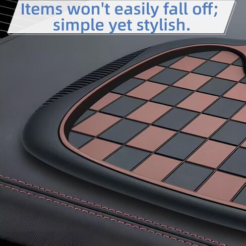 Upgrade Multifunction Car Anti Slip Mat with 360° Rotatable Phone Holder,Temporary Parking Number & Anti-Slip Dashboard Pad,Multi-Functional Rotatable Anti Skid Mat for Phone and Car Organizer (Brown) in Saudi Arabia