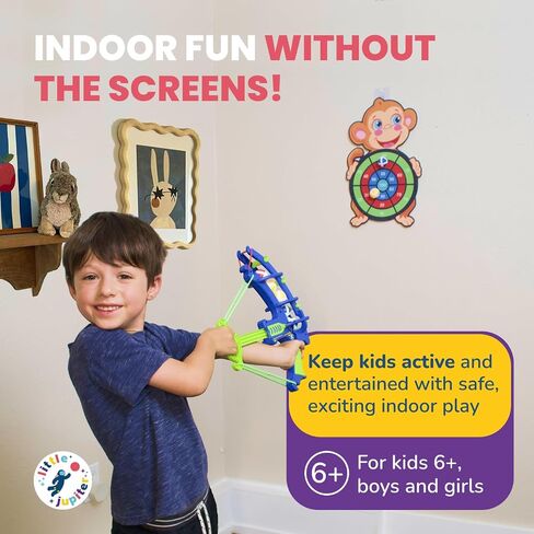Crossbow & Ball Target Game - Fun Kids Dart Board for Indoor Play Includes 6 Hook & Loop Sticky Balls and Monkey Target for Boys and Girls 6-12 - Sticky Ball Dartboard - Dart Game in Saudi Arabia