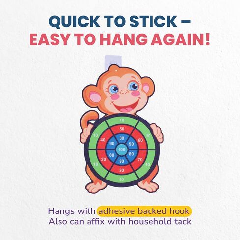 Crossbow & Ball Target Game - Fun Kids Dart Board for Indoor Play Includes 6 Hook & Loop Sticky Balls and Monkey Target for Boys and Girls 6-12 - Sticky Ball Dartboard - Dart Game in Saudi Arabia