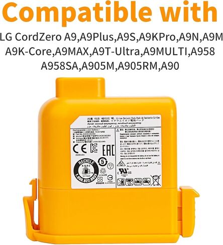 EAC63382201 Replacement Battery Compatible with LG Cord Zero A9 A9S P9 A9K-CORE A9MAX A9T-Ultra A9K PRO A9N A9M A9MULTI A958 A958SA A9 Plus A905M A907GMS A905RM A908MVR A929KVM A958S A9KMAX A916 in Kuwait