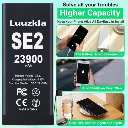 23900mAh Battery Compatible with iPhone SE2 (iPhone SE 2020), (New Upgrade) Super Capacity Battery Replacement Compatible with iPhone SE2, with Full Tool Kits-0 Cycle High Capacity in Kuwait