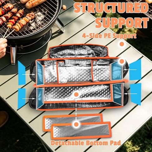 CROTIRAD Grill Utensil Storage Bag, BBQ Tool Caddy with Dividers, Black | Grill caddy with napkin pocket, grill tool storage for outdoor grilling, camping and kitchen storage in Saudi Arabia
