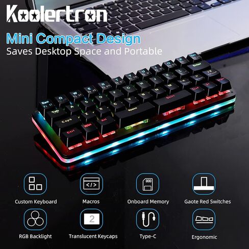 Koolertron 42-Key 40% Macaro Gaming Keyboard - Compact RGB Backlit Mechanical Keypad, Hot-Swappable USB-C Programmable Mini Keyboard for PC/Mac Gamers (Fully Customizable) in Saudi Arabia