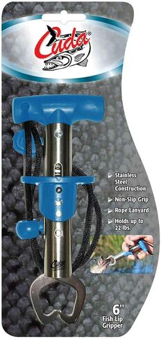 CUDA 6" Fish Lip Gripper, Durable Stainless Steel Up to 22 Lbs Fishing Accessory Tool for Freshwater Fish with Non-Slip T-Handle, Lanyard Included in Saudi Arabia