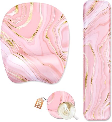 Memory Foam Set Wrist Rest Pad & Mouse Wrist Rest Support,Ergonomic Design for Office,Home,Laptop,Desktop Computer,Gaming Keyboard - Pink in Saudi Arabia