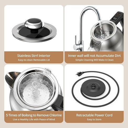 Electric Kettle with Temperature Control, 1.7L 1500W Stainless Steel Tea Kettle, 13 Preset Temperatures, LED Display, Keep Warm 2 Hours, Strix Thermostat, BPA Free Hot Water Boiler for Tea & Coffee in Saudi Arabia
