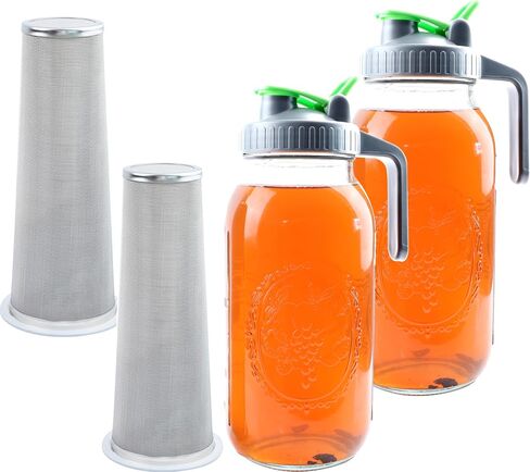 64 Oz Mason Jar Cold Brew Coffee Tea Maker With Food Grade Filter Infuser 2 Quart Glass Pitcher With Lid Half Gallon Iced Hot Tea Pitchers Leak-Proof Jug For Coffee Sun Tea Juice Lemonade Cold Brew in Saudi Arabia