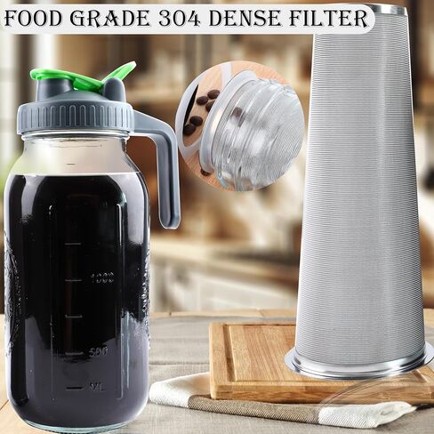 Cold Brew Coffee Maker 64 Oz Mason Jar Iced Tea Pitcher With Strainer 2 Set Half Gallon Glass Pitcher With Spout Lid 2 Quar Water Jug For Fridge Beverage, Sun Tea, Hot Cold Brew, Lemonade, Juice in Saudi Arabia