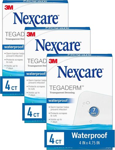 Nexcare Tegaderm Waterproof Transparent Dressing, Dirtproof, Germproof, Provides Protection To Minor Burns, Scrapes, Cuts, Blisters And Abrasions, 2.375 x 2.75 in, 8 Count in Saudi Arabia
