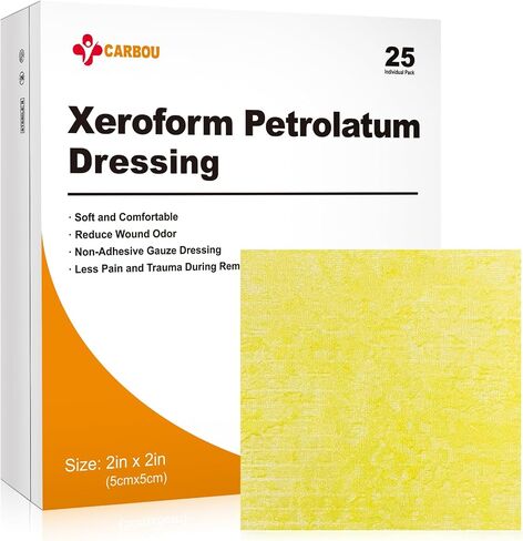 Carbou Medical Xeroform Petrolatum Dressing 5"x9", 25 Pack, Non-Stick Gauze | Breathable Gentle, Soft Fine Mesh Gauze Patch for Wound Care, Burns, Lacerations, Skin Grafts & Surgical Incisions in Saudi Arabia