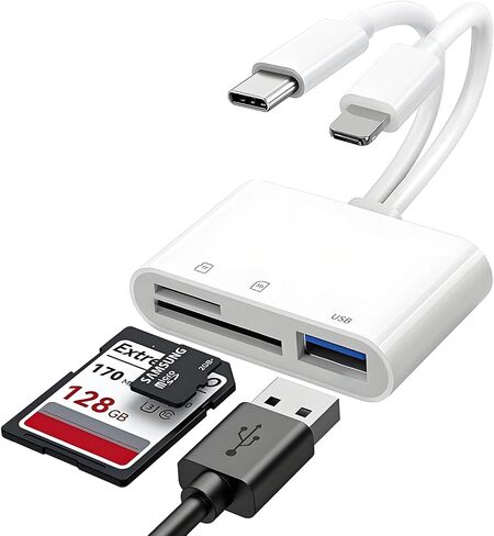 SD Card Reader for iPhone,SD Card Reader USB C & Micro SD Card Reader | adapter for digital camera to phone,Memory card reader,Type c sd card adapter for SDHC SDXC MMC Micro & Micro SDXC - 2 Slots in Saudi Arabia